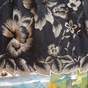 Embroidered Mesh Overlay Dress w/ Sash